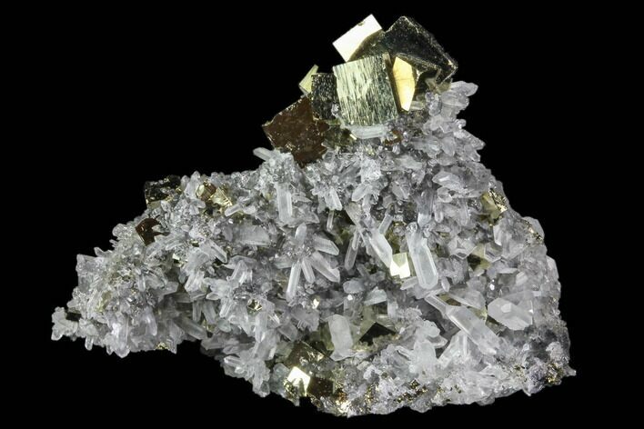 Quartz Crystal Cluster With Gleaming Pyrite - Peru #84794